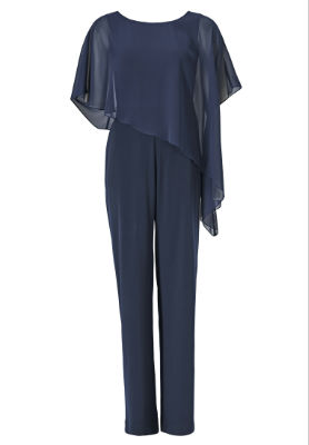 Swing Jumpsuit aus Materialmix - navy - 56