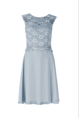 Swing Kleid - Chiffon / Spitze - blau - 44