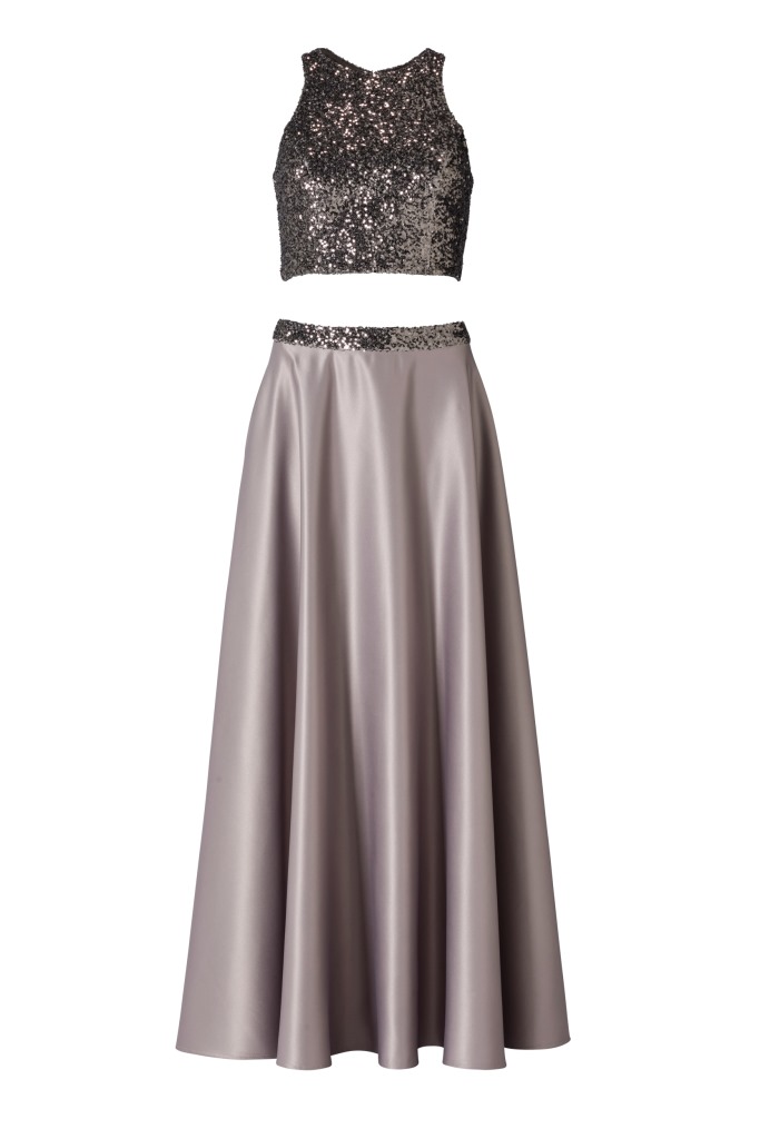 Swing Zweiteiliges Kleid - Satin / Mesh P - grau - 38