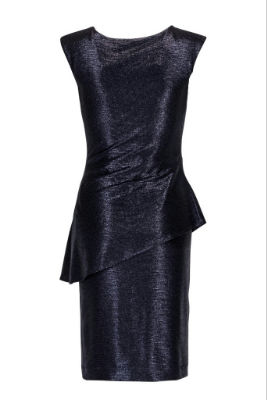 Swing Kleid - Jersey uni foliert - navy - 48