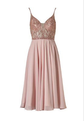 Swing Cocktailkleid aus Materialmix - blush - 42