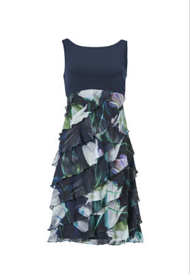 Swing Kleid aus nachhaltigem Chiffondruck - multicolour - 44