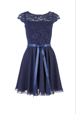 Swing Kleid - Spitze / Chiffon - navy - 46