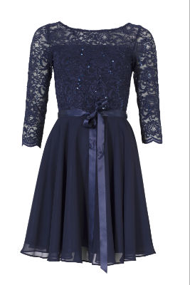 Swing Kleid - Spitze mit Paillette/Chiffo - navy - 46