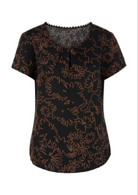 S.Oliver Bluse kurzarm - schwarz - 48