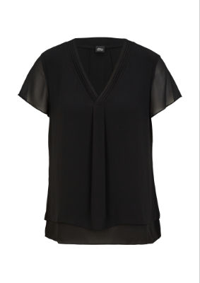 S.Oliver Bluse kurzarm - schwarz - 34