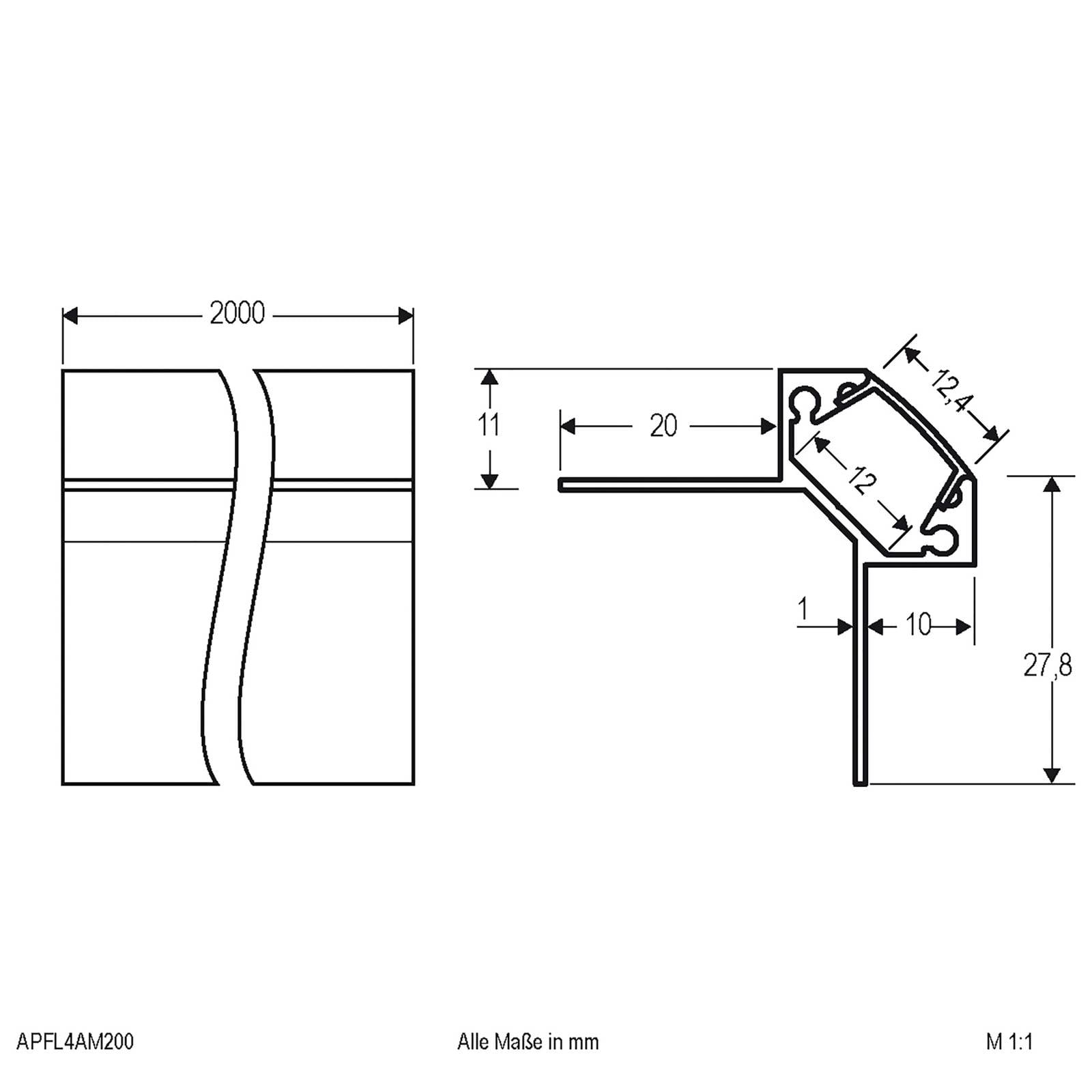 EVN APFL4 Alu-Fliesen-Eckprofil außen 200cmx3,8cm