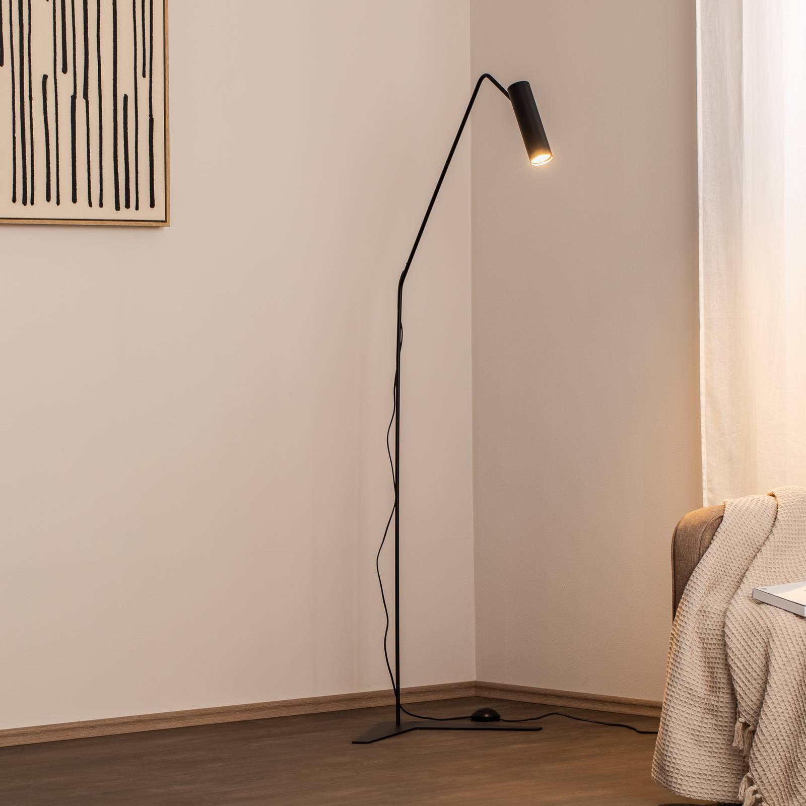 Stehlampe Eye Super mit beweglichem Kopf, schwarz