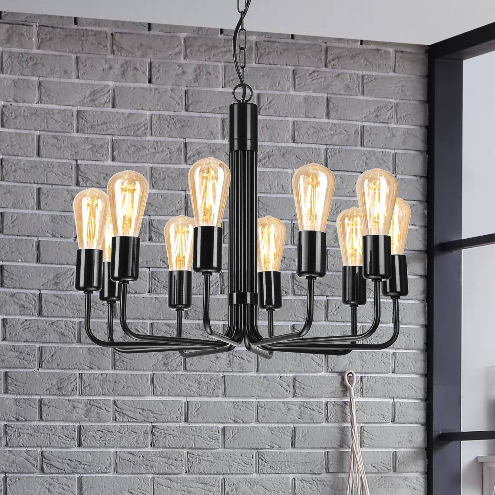 Kronleuchter Malou, zehnflammig, schwarz