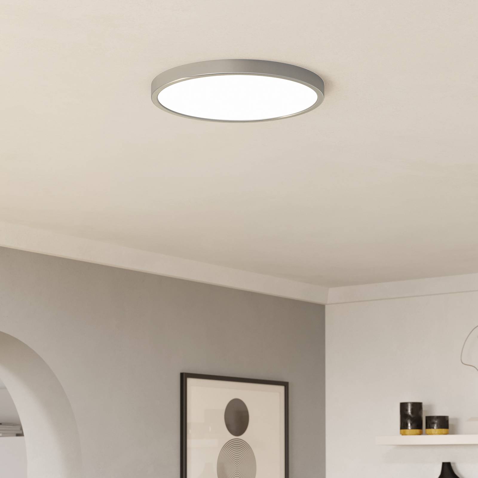 Kronleuchter Edale, 6xStoffschirm cappuccino, rund