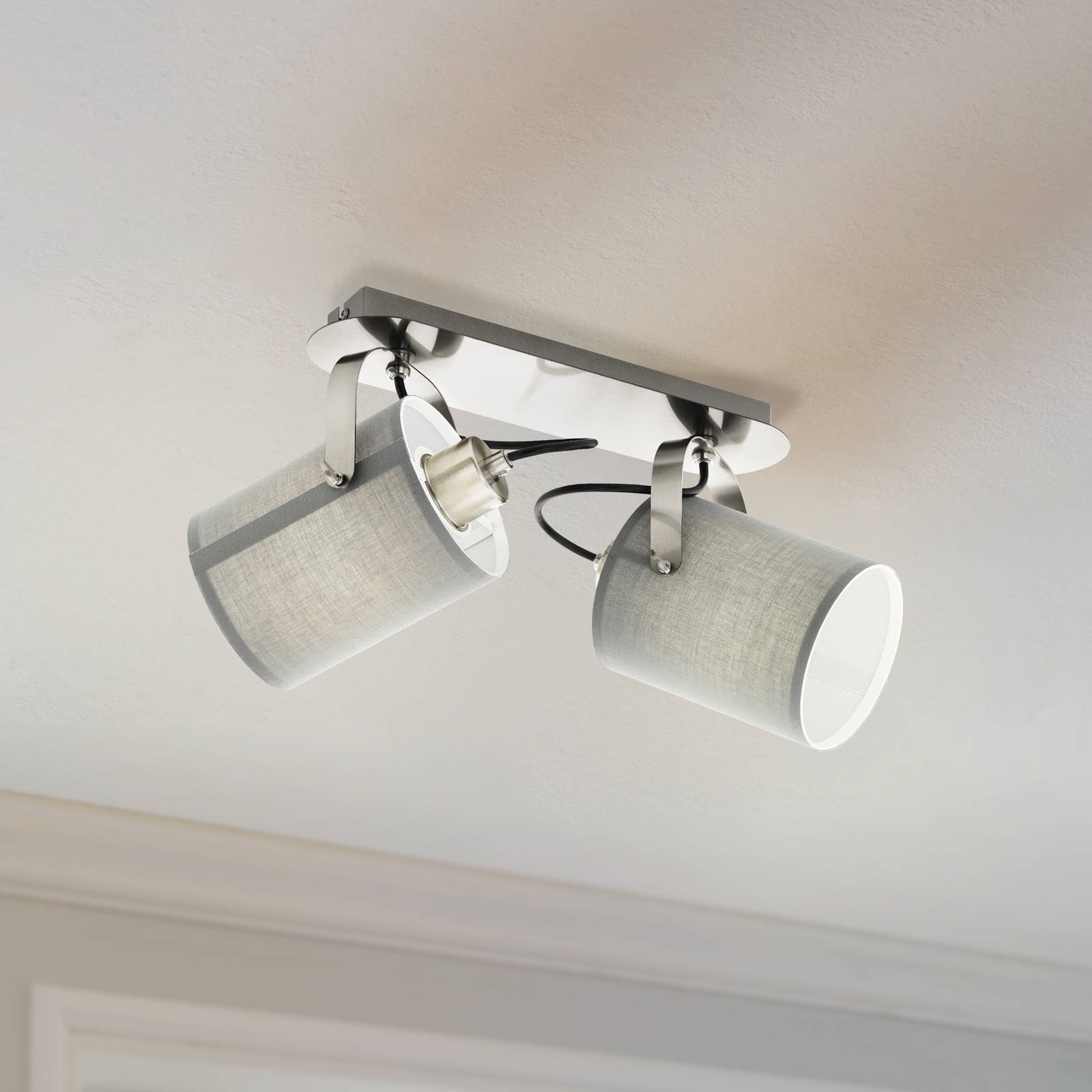 Deckenlampe Villabate mit 2 grauen Textilschirmen