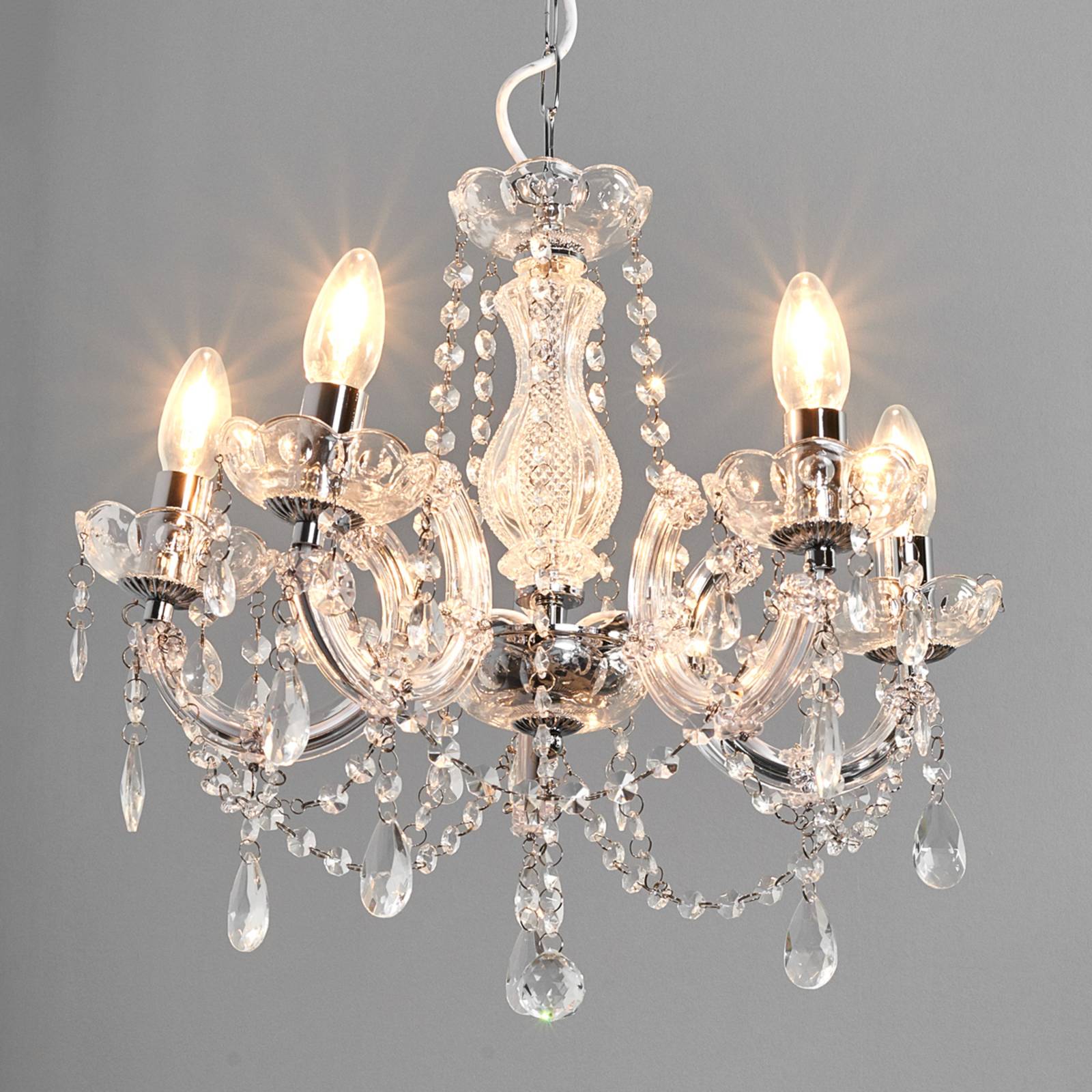 Kronleuchter Marie Therese, chrom, 5-flammig