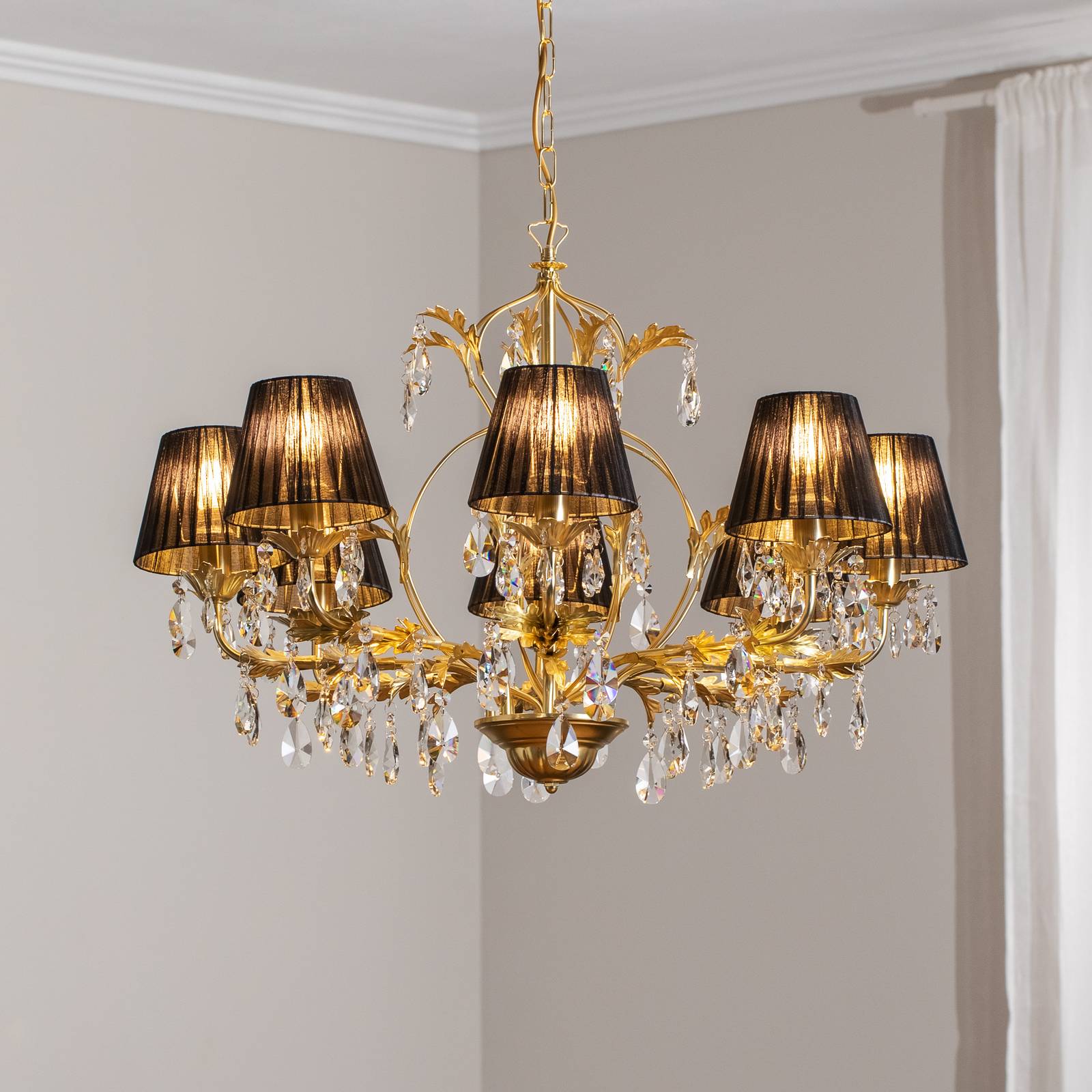 Kronleuchter Karen achtflammig gold/schwarz