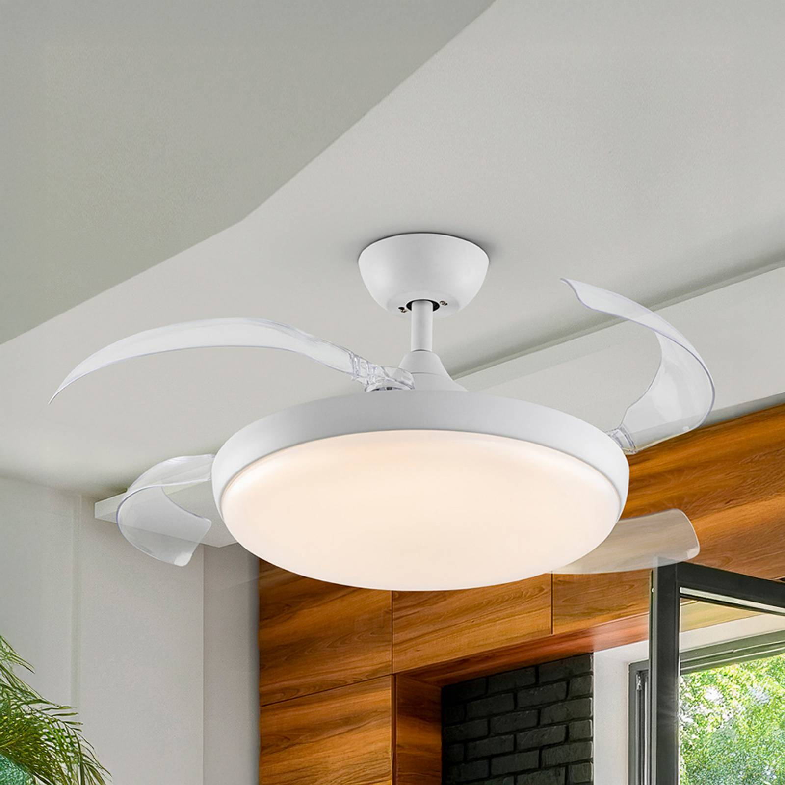 LED-Deckenventilator Venturi weiß/klar DC, Ø 106 cm leise