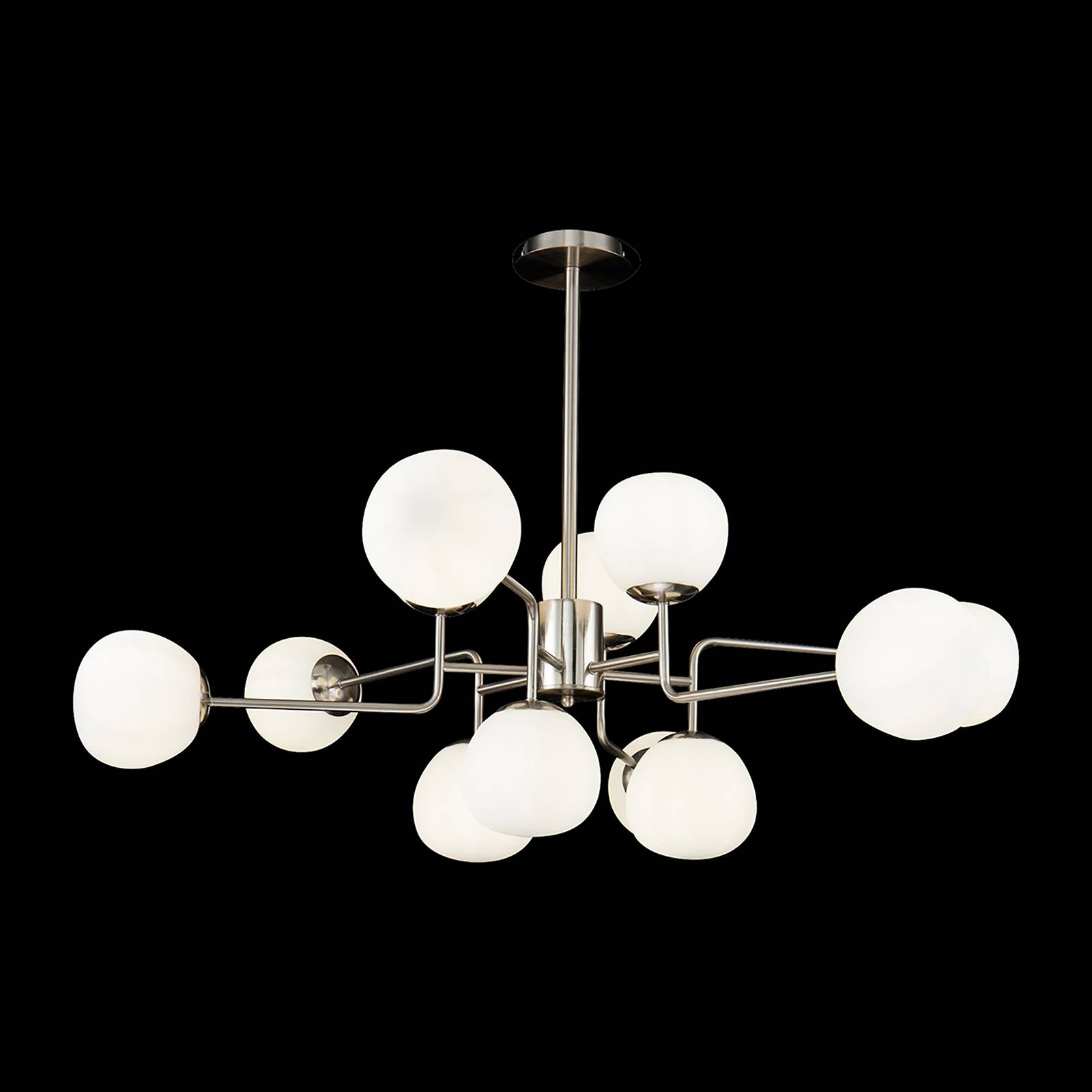 Maytoni Kronleuchter Erich, nickelfarben Glas/Metall 12-flg.