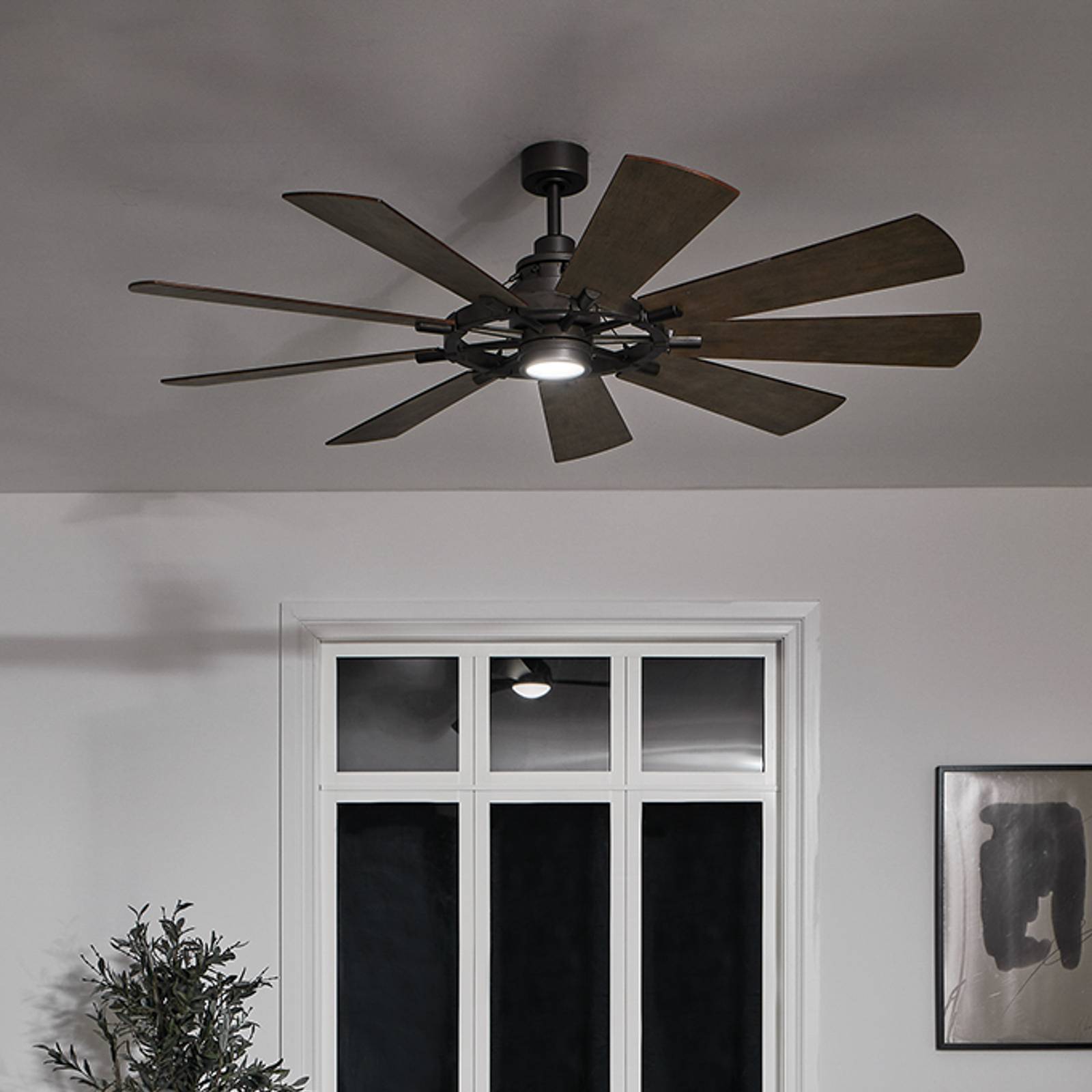 LED-Deckenventilator Gentry 65 weiß/walnuss dunkel