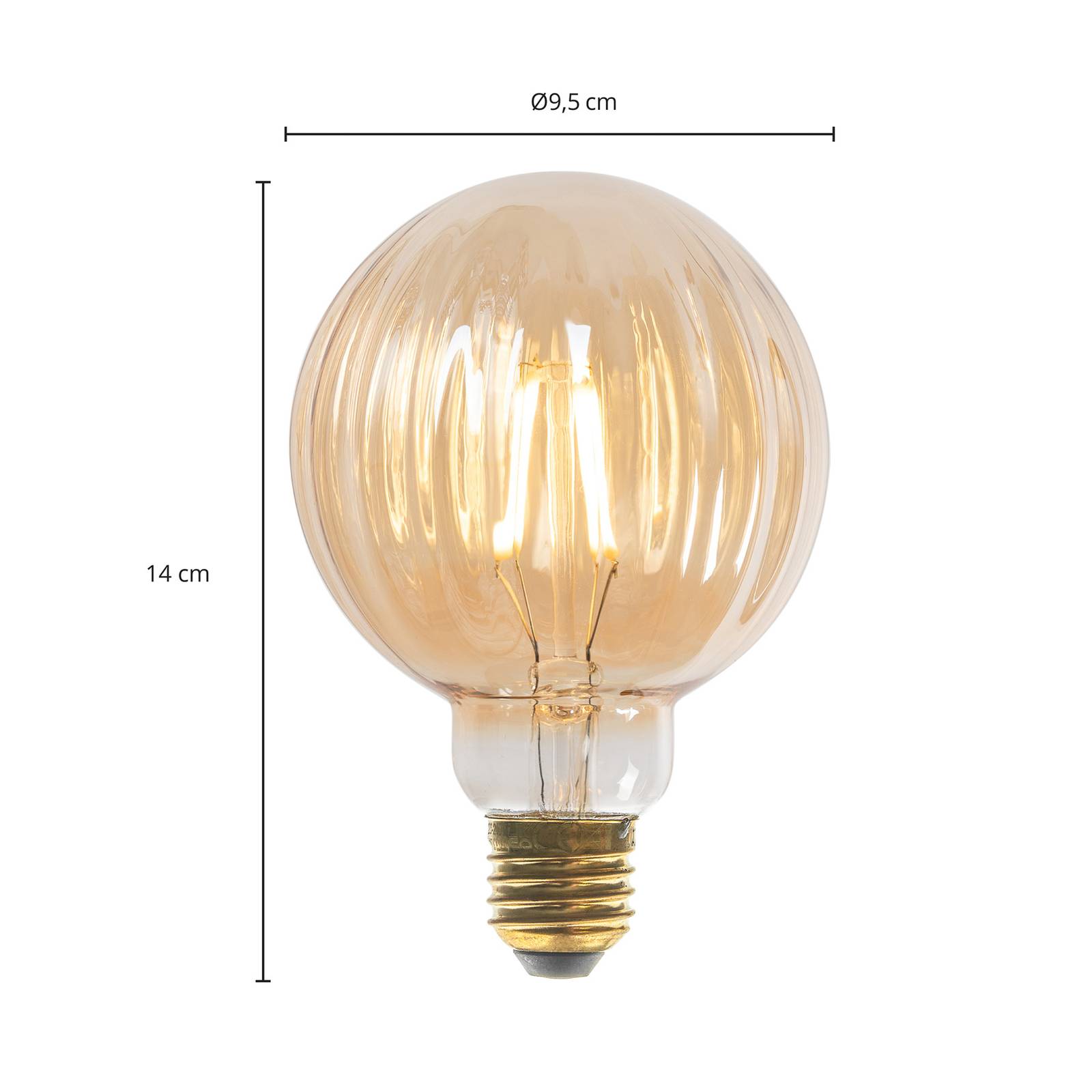 E27 3,8W LED G95 2700K 340lm Rillen amber 2er