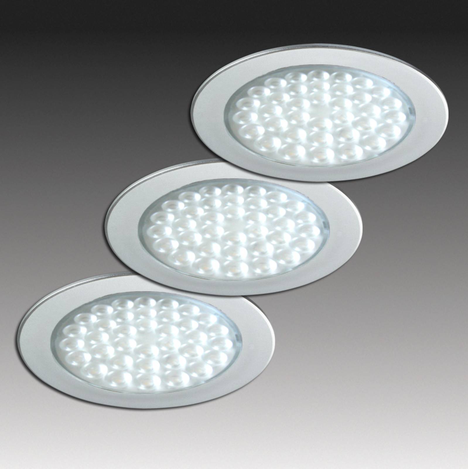R 68-LED Einbaustrahler in Edelstahloptik, 3er-Set