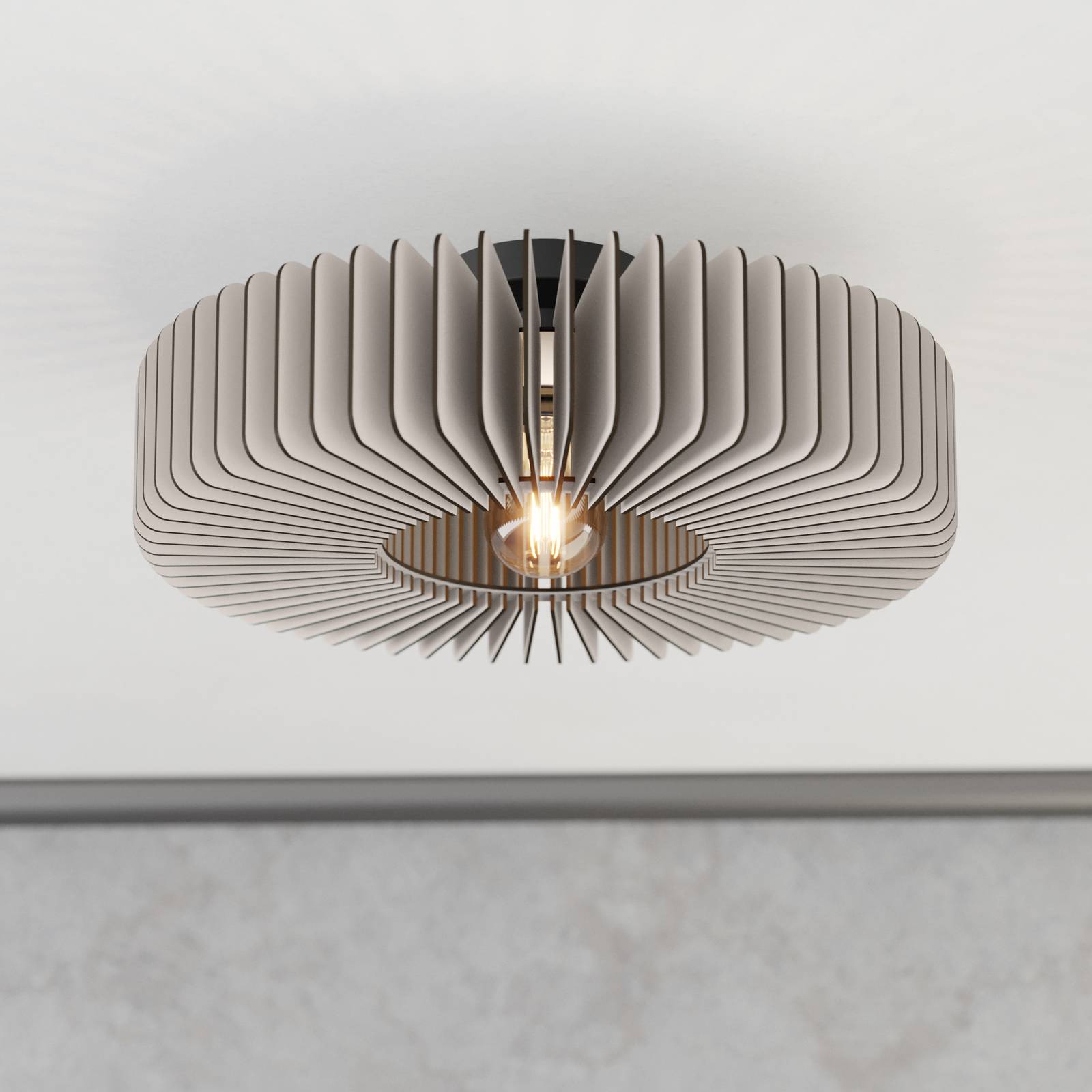 Deckenlampe Palombaia, weiß, Ø 50 cm, Stahl/Holz, E27