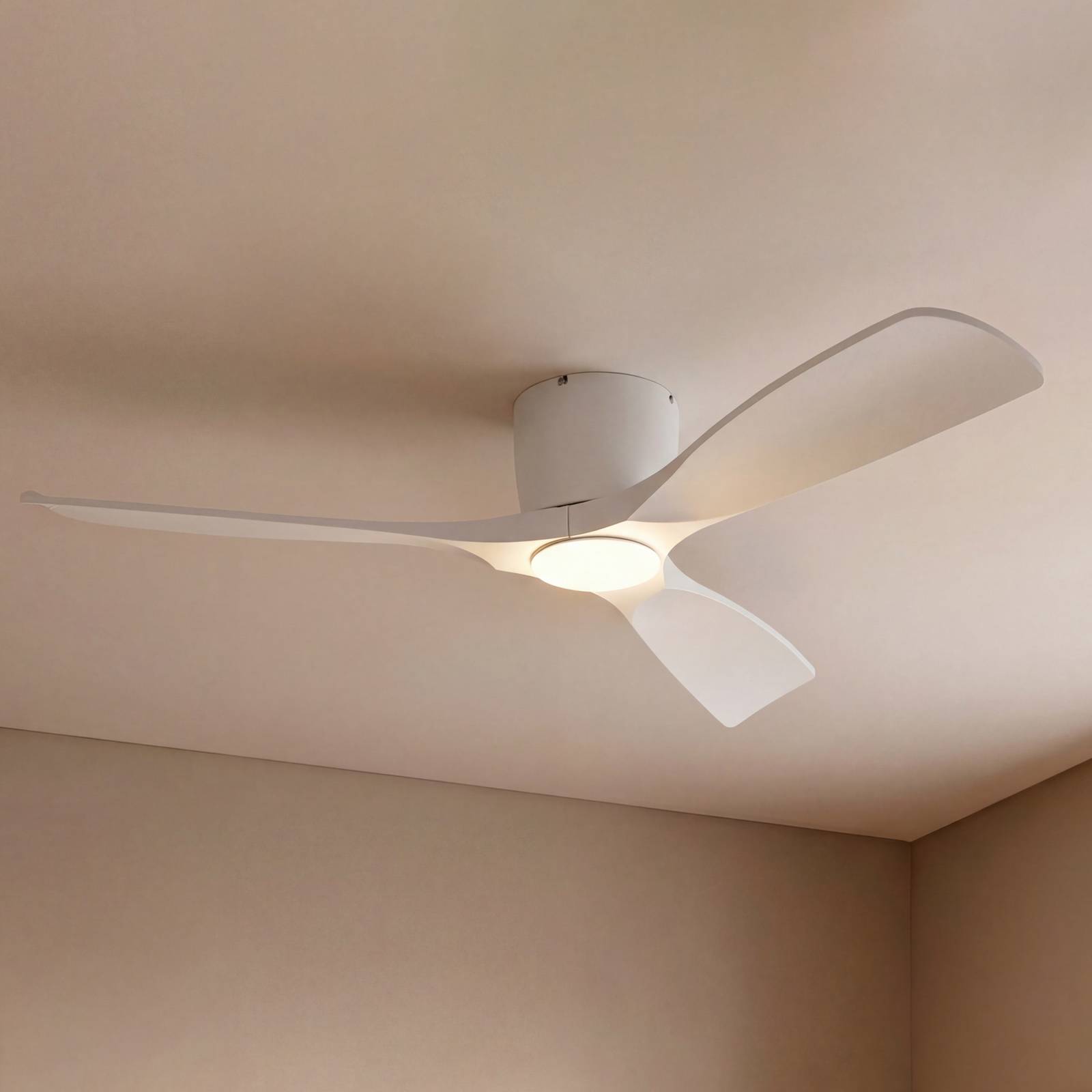 Lucande Smart LED-Deckenventilator Moneno, weiß, DC, Tuya
