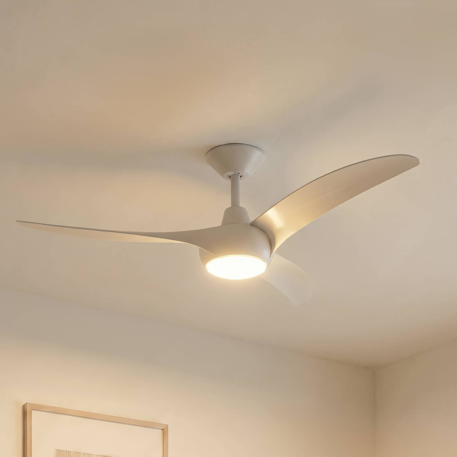 Lindby LED-Deckenventilator Briya, weiß, Ø 116 cm, CCT
