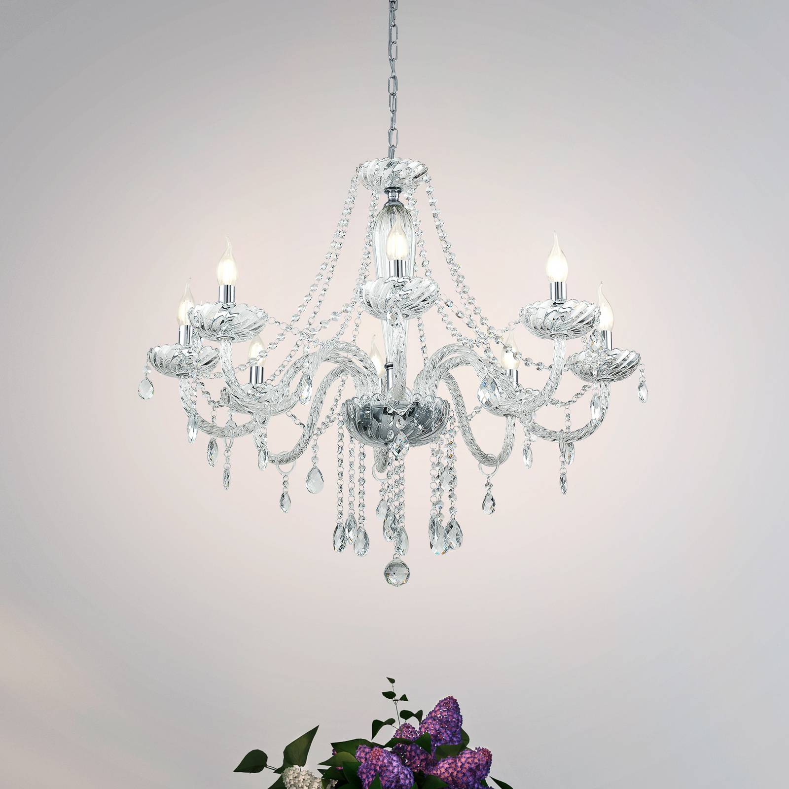 Kronleuchter Basilano Glas transparent, 8-flammig