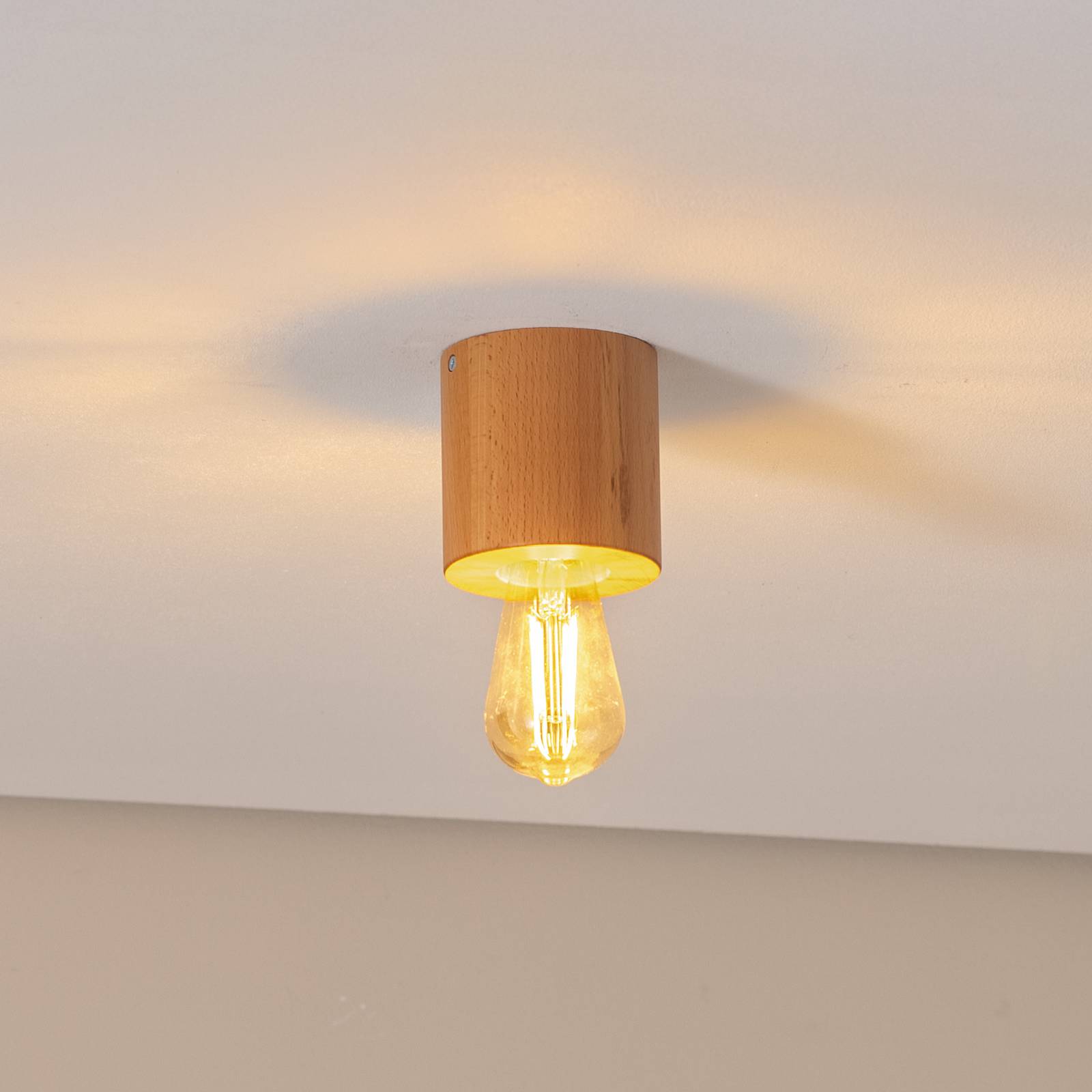 Envostar Peach Puff Deckenlampe, Zylinder aus Holz