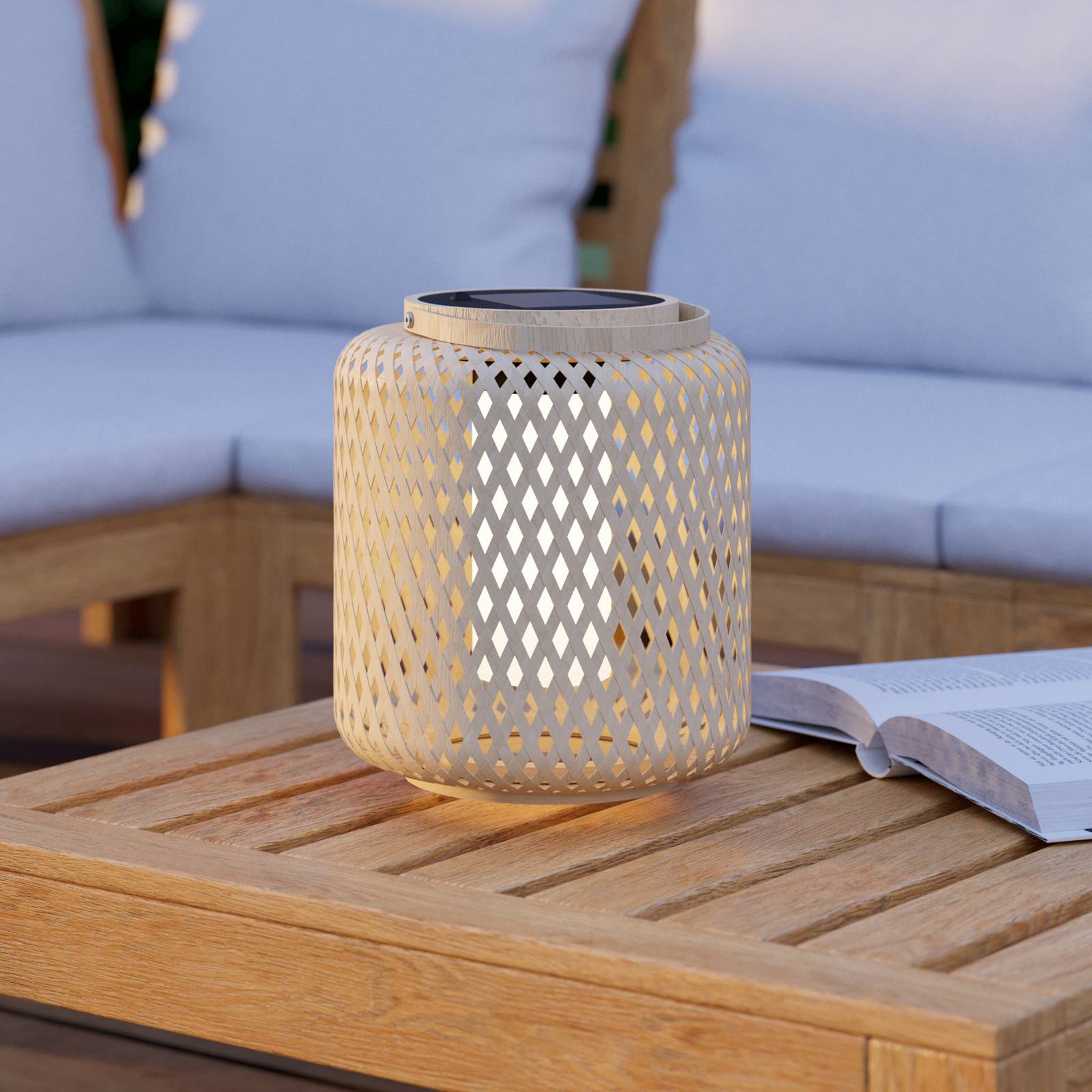 LED-Solar-Laterne Marliano, Geflecht, Höhe 24 cm, holz, Holz