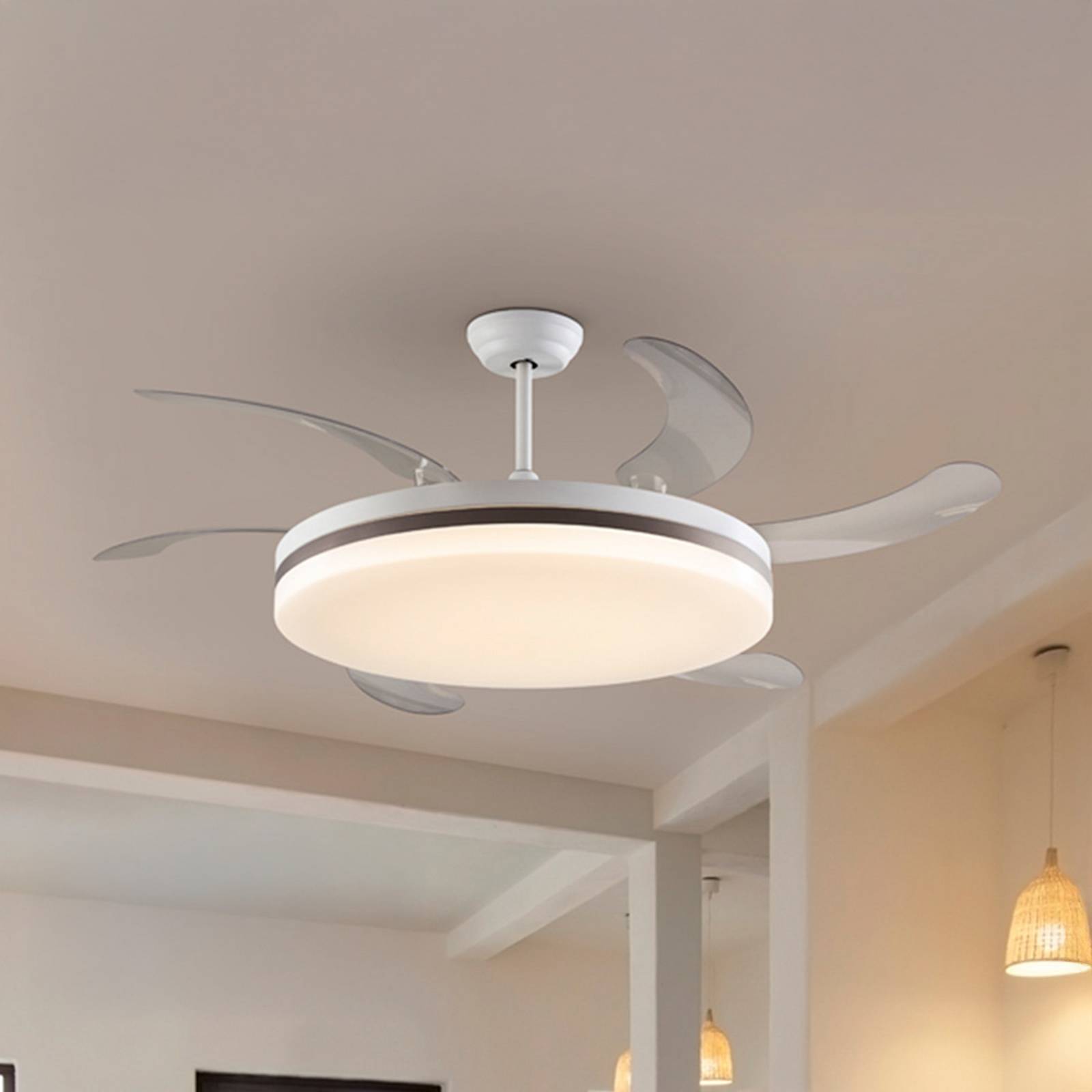 LED-Deckenventilator Vento weiß/bronze/klar, Ø 150 cm leise