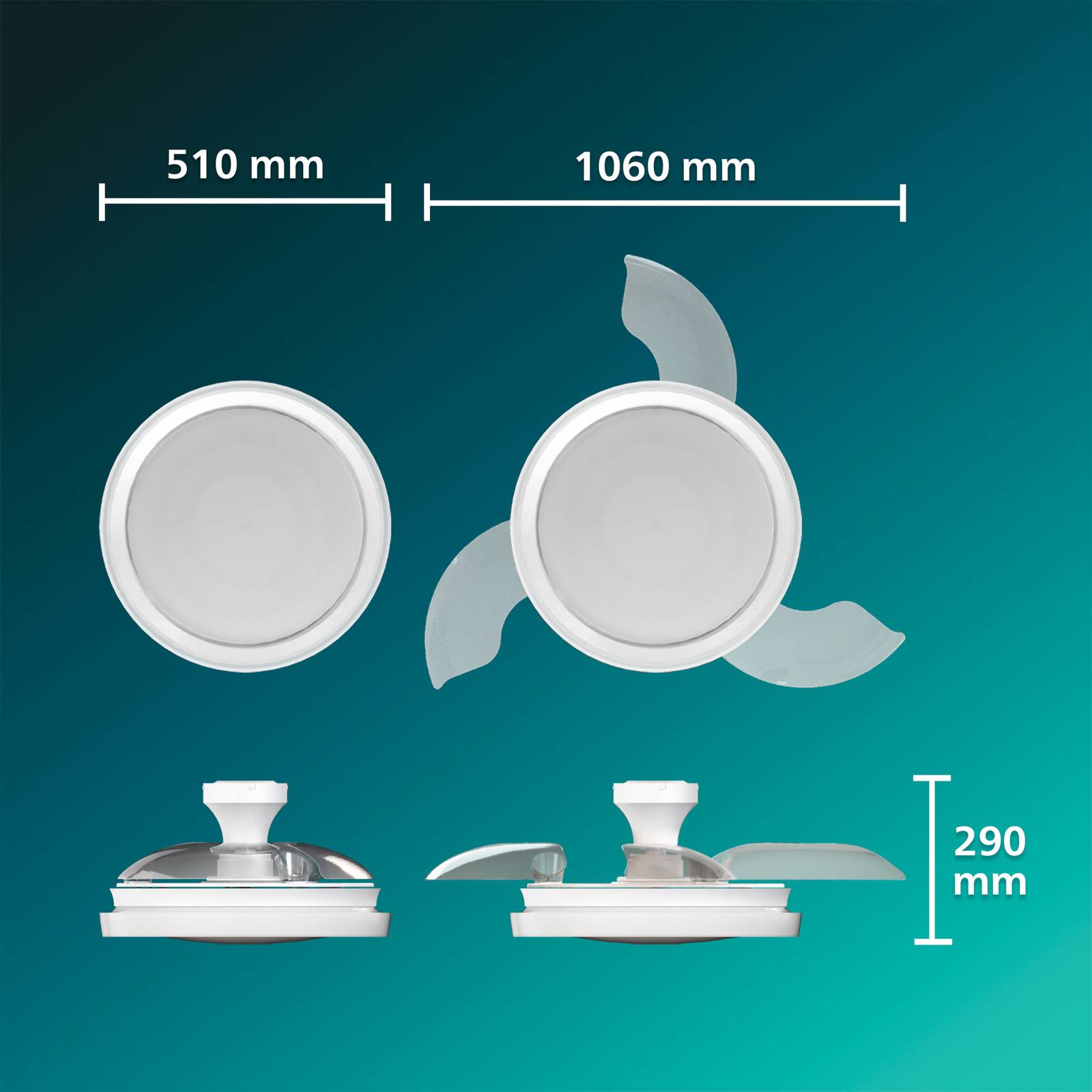 Philips LED-Deckenventilator Bliss, weiß glänzend, DC, leise