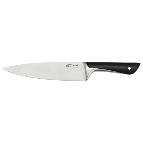 Tefal Jamie Oliver Kochmesser 20 cm, hohe Schneideleistung, unverwechselbares Design, widerstandsfähige und langlebige Klingen, Edelstahl, schwarz, K2670155