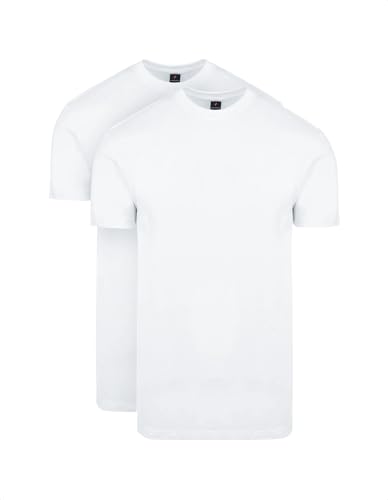 Suitable Obra T-Shirt Hoher Rundhalsausschnitt Weiß 2-Pack - Grösse L - Herren - Bekleidung - Regular-fit - Baumwolle -