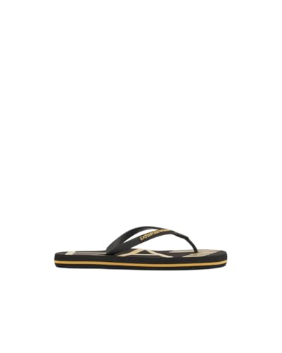EA7 Emporio Armani Flip-Flops für Herren aus Gummi mit Logo 7X000659AF22188, Full Black Gold, 42 EU