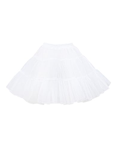 Vlazom Damen Petticoat Kurz Tüll Underskirt Hohe Taille Tutu Rock 50er Retro Ballett Blase Petticoat Prom Abendkleider Brautkleider Petticoats Karneval Kostüm（S-M，Weiß）