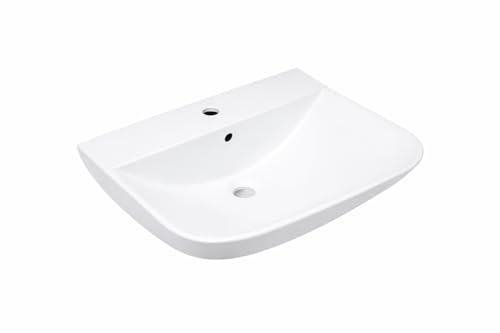 Verosan PRO Rivo Waschtisch weiß matt 60x45x17 cm – modernes Waschbecken Bad aus Keramik – rechteckiger Waschtisch für Badezimmer & Gäste WC – pflegeleichtes Design Waschbecken