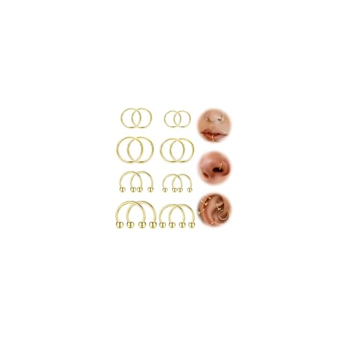 JeweBella 16 Stück 16G Septum Piercing Silber/Gold Nasenpiercing Ring