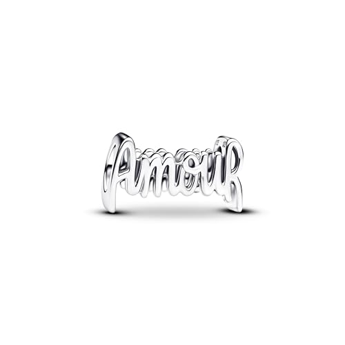 PANDORA Moments Amour Schrift Charm aus Sterling Silber, Kompatibel Moments, 794426C00