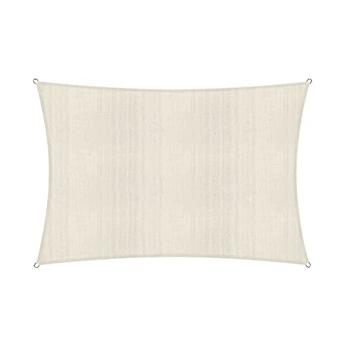 Lumaland Sonnensegel Rechteckig | 2 x 3 Meter | Wetterbeständiger Sonnenschutz inkl. Befestigungsseile | Terrasse, Garten & Balkon Schattenspender aus HDPE mit UV Schutz [Creme]