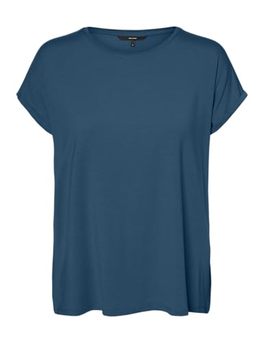 VERO MODA Women's VMAVA Plain SS TOP GAJRS NOOS Shirt, Moroccan Blue, 27W / 32L