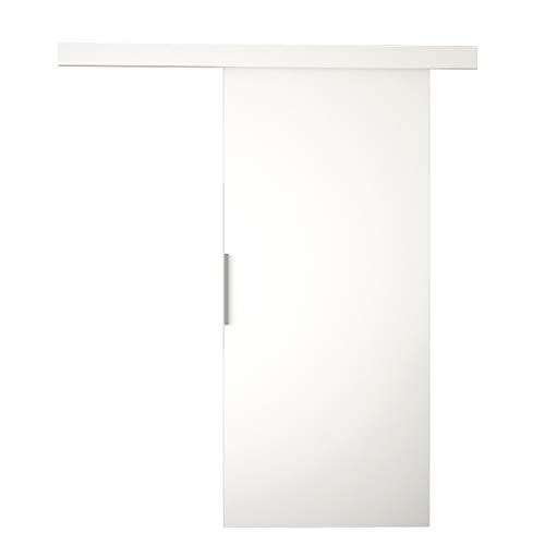 Mirjan24 Schiebetürsystem Flash I mit Selbstschließer Zimmertür Aluminiumgriff Komplett-Set für Schiebetüren, Tür Innentüren Trennwände (Weiß, Modell: 90)