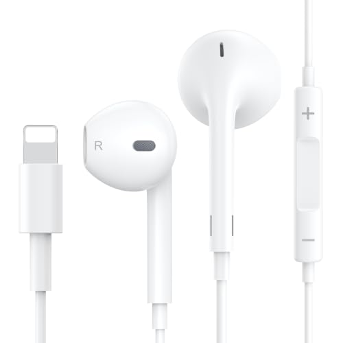 iPhone Kopfhörer mit Kabel,In Ear kabelkopfhörer für iphone mit mikrofon und Lautstärkeregelung, HiFi Audio Stereo MFI-Zertifiziert iphone | kopfhörer for iPhone 14/13/12 Kompatibel mit iOS System