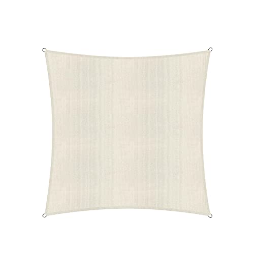 Lumaland Sonnensegel Quadrat | 3 x 3 Meter Wetterbeständiger Sonnenschutz inkl. Befestigungsseile | Terrasse, Garten & Balkon Schattenspender mit UV-Schutz [Creme]
