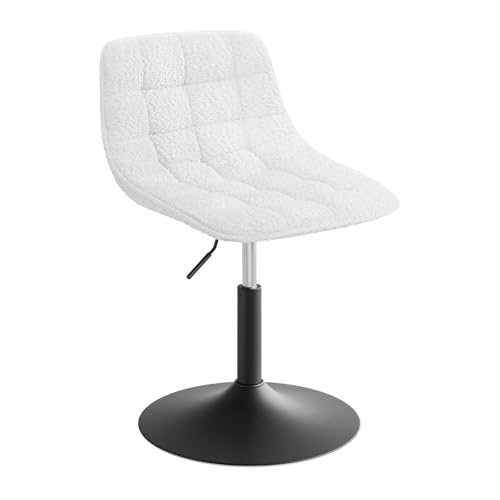WOLTU Schminktisch Stuhl Hocker für Schminktisch, Schlafzimmer & Esszimmer - Höhenverstellbar, 360° Drehbar mit Rückenlehne, aus Bequemer Chenille, Weiß