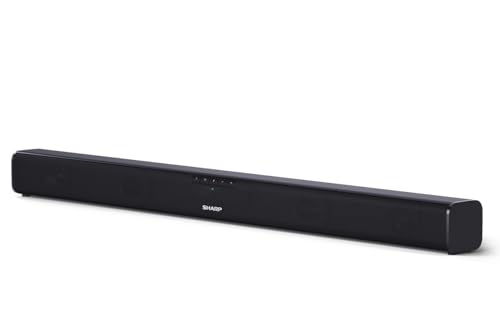 SHARP HT-SB110 90W Bluetooth-Soundbar – Schlanker & leistungsstarker Heimlautsprecher, kabelloses Musik-Streaming, TV-Klangverbesserung, tiefer Bass, wandmontierbar, optische & AUX-Verbindung
