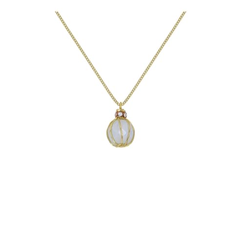 Konplott: Kette/Anhänger Ethnic Glamour II, modernes Gitterelement mit rundem milchigem Kristallstein, für Damen/Frauen (messing-weiß)