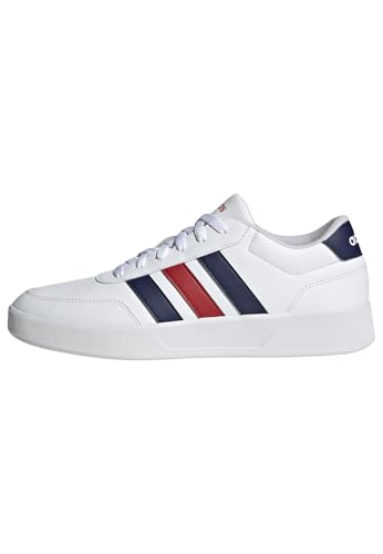 adidas Herren BREAKNET 3.0 Shoes, FTWR White/Dark Blue/Better Scarlet, 45 1/3 EU