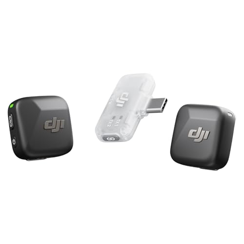 DJI Mic Mini (2 Sender + 1 Handy-Empfänger), Ansteckmikrofon, drahtloses Lavalier-Mikrofon für iPhone 17/16/15 und Android/PC/Tablet, Plug-and-Play, 300 m Reichweite, aktive Geräuschunterdrückung