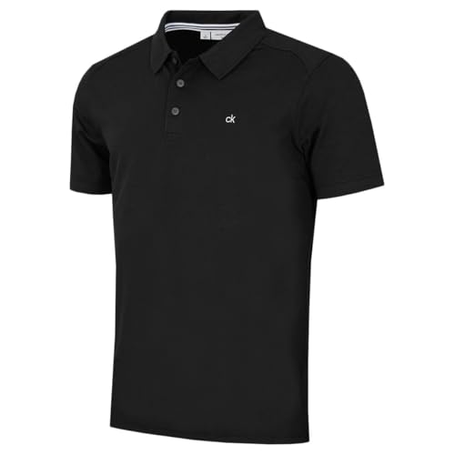 Calvin Klein Herren Campus 3 Button Ribbed Collar Poloshirt - Schwarz L - L