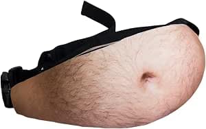 3D Männer Bauch Bauchtaschen Lustiges Geschenk Geschenke wasserdichte Tasche,Verstellbarer Gürtel,Bauch‑Motiv Umhängetasche,für Kostümpartys,Themen‑Events Feierlichkeiten (01 Beige)
