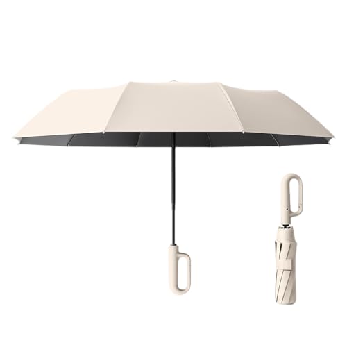 erised's bifrost Regenschirm Groß/Karabinergriff für Herren und Damen/Automatisches Öffnen/Schließen/10 Rippen/Sturmfest/Golf Umbrella/Freien UV Schutz Faltender Sonnenschirm Taschenschirm UPF 50